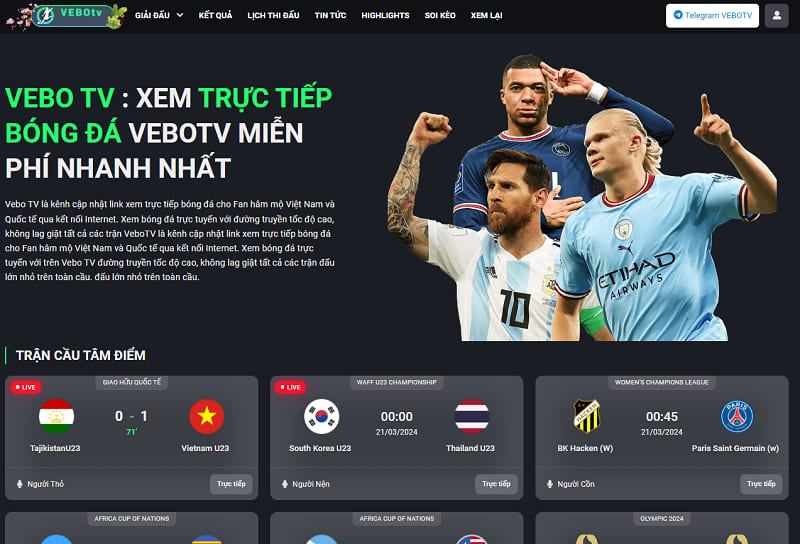 Trang web Vebo TV cung cấp nội dung đa dạng, hấp dẫn liên quan đến bóng đá